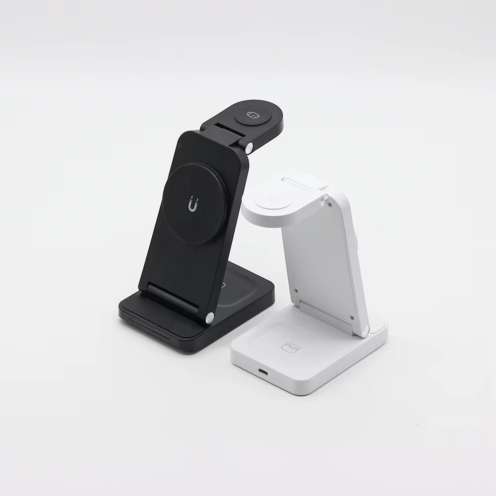 3 in 1 15W Wireless Fast Charging Foldable Stand Magnetic Desktop Wireless Charger Can Charge for Mobile Phone Watch Earbuds