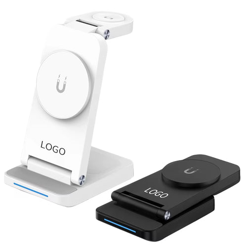 3 in 1 15W Wireless Fast Charging Foldable Stand Magnetic Desktop Wireless Charger Can Charge for Mobile Phone Watch Earbuds