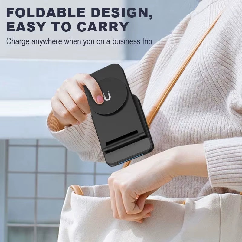 3 in 1 15W Wireless Fast Charging Foldable Stand Magnetic Desktop Wireless Charger Can Charge for Mobile Phone Watch Earbuds